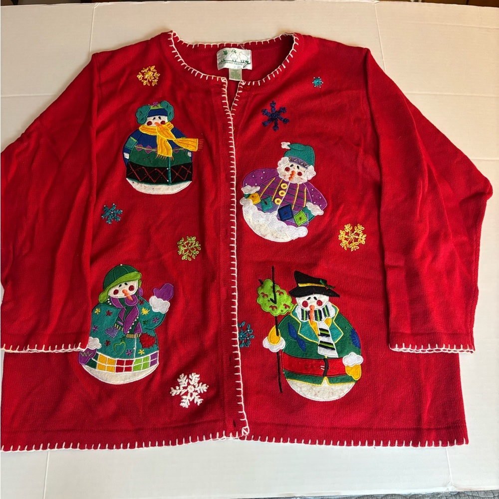 The Quacker Factory Snowman Cardigan Sweater